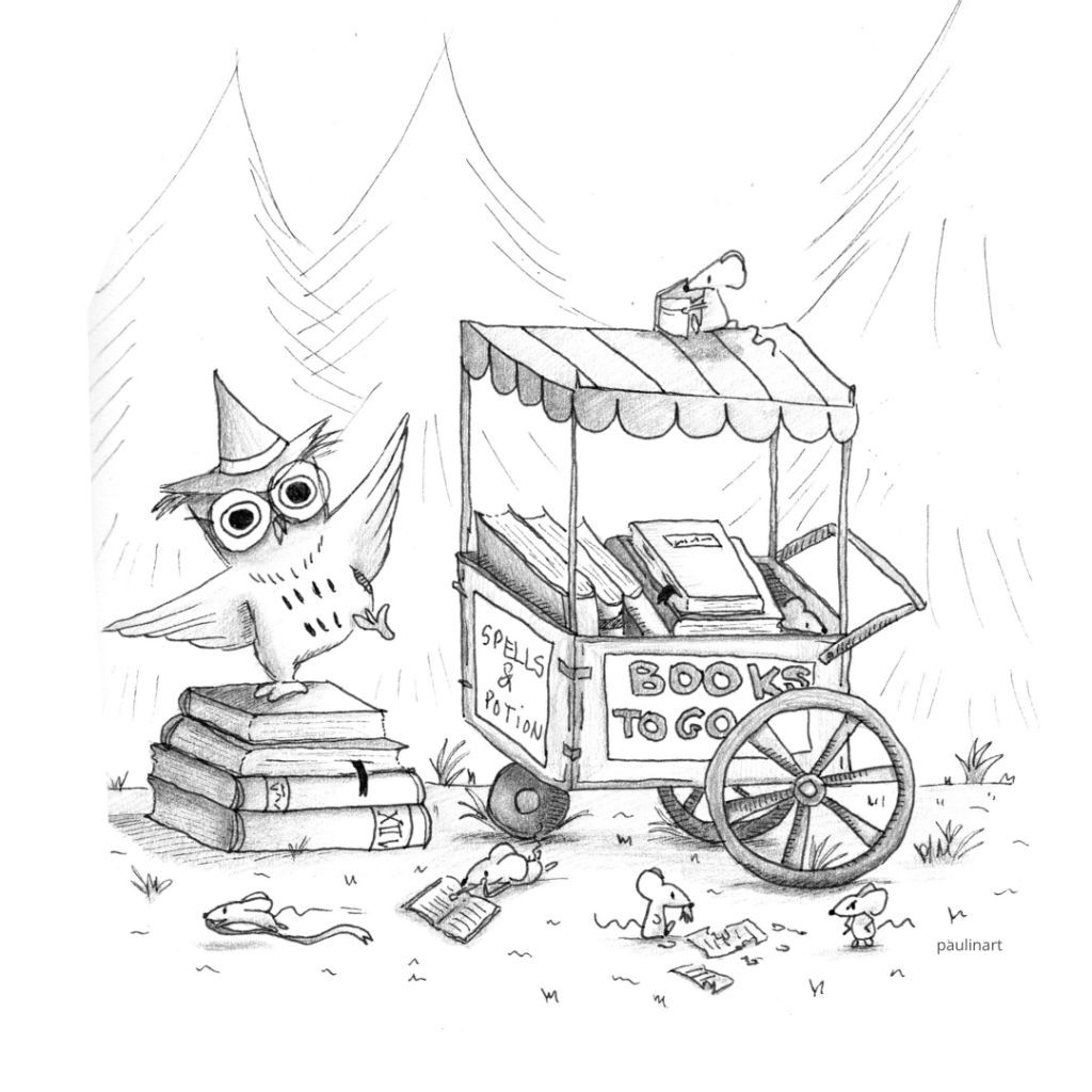 hibou vendeur de livres